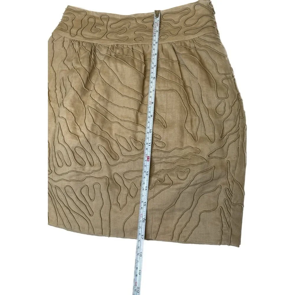 DVF Paquerita Linen Mini Skirt Beige XS 2 Textured Embroidered Boho Chic - Picture 12 of 13